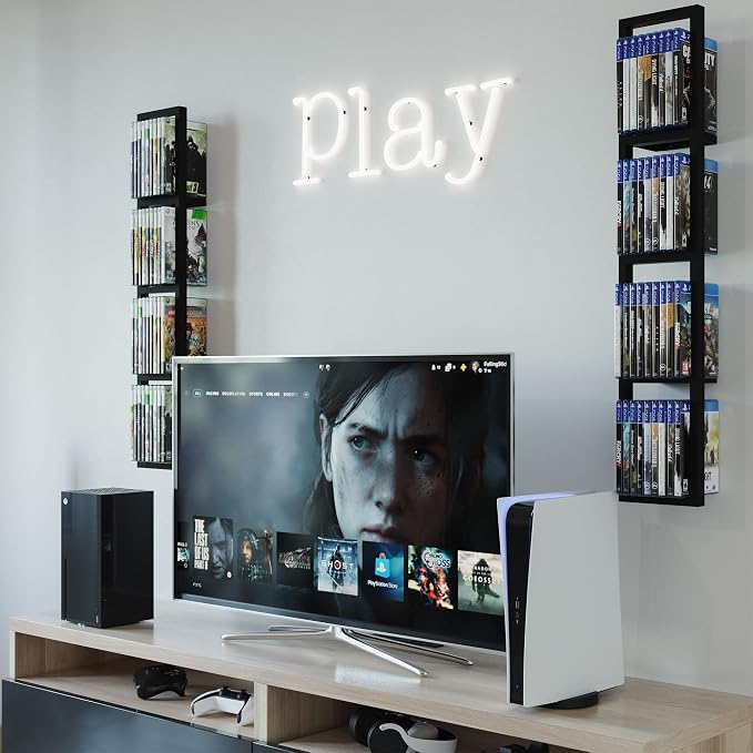 You Have Space Wall Mount 34 Inch Media Storage Rack CD DVD Organizer Metal Floating Shelf Set of 2 Black - Image 5