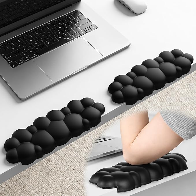 Laborio Elbow Pad for Desk, 2-Pack Cloud Elbow Rest(Black), Edge Arm Rest | L-Shaped, Leather Surface, Memory Foam, Waterproof, Non-Slip Wrist Support Wrist Rest by Laborio