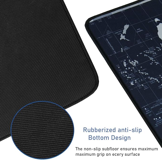 Gaming Mouse Pad, Large Extended Desk Mouse Pad, Non-Slip Spill-Resistant Mousepad with Special-Textured Surface, Anti-Fray Stitched Edges for Esports Pros Gamer Office - Map - Image 3