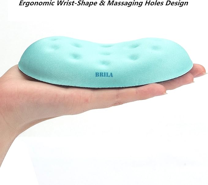 BRILA Ergonomic Memory Foam Mouse Wrist Rest Support Pad Cushion for Computer, Laptop, Office Work, PC Gaming - Massage Holes Design - Wrist Pain Relief (Aquamarine Mouse Wrist Rest) - Image 4