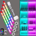 JUSJUBR RGB Shelf Lights, 4 PCS 12 Inch LED Light Bars for Night Ambient Lighting, Multiple Colors and Lighting Modes, App & Remote Control, Mood Lighting for Shelves, Cabinets, Display Cases, Desks by Jusjubr