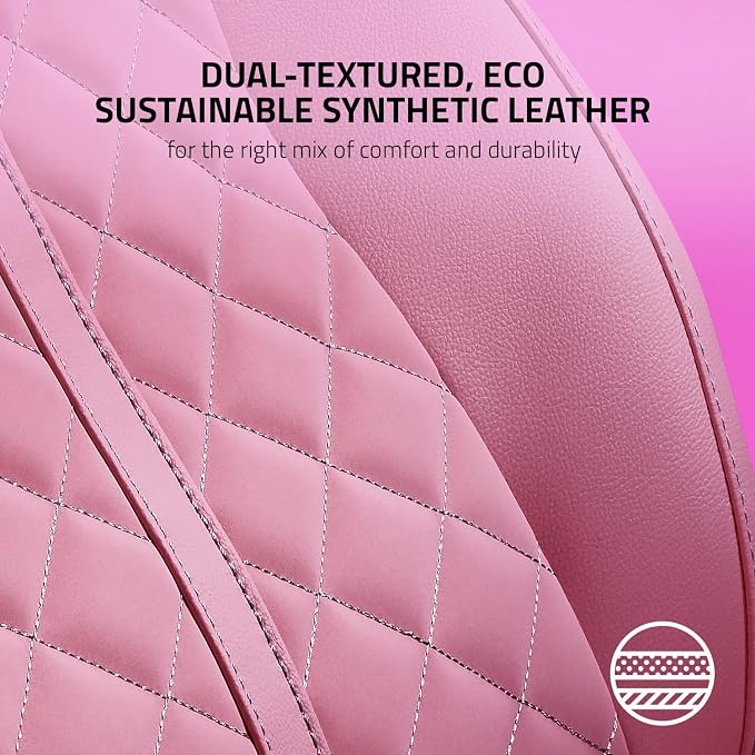 Razer Enki Gaming Chair, Built-in Lumbar Arch, All-Day Comfort, Pink | Optimized Cushion Density, Dual-Textured, Eco-Friendly Synthetic Leather, Adjustable 152-degree Recline - Image 7