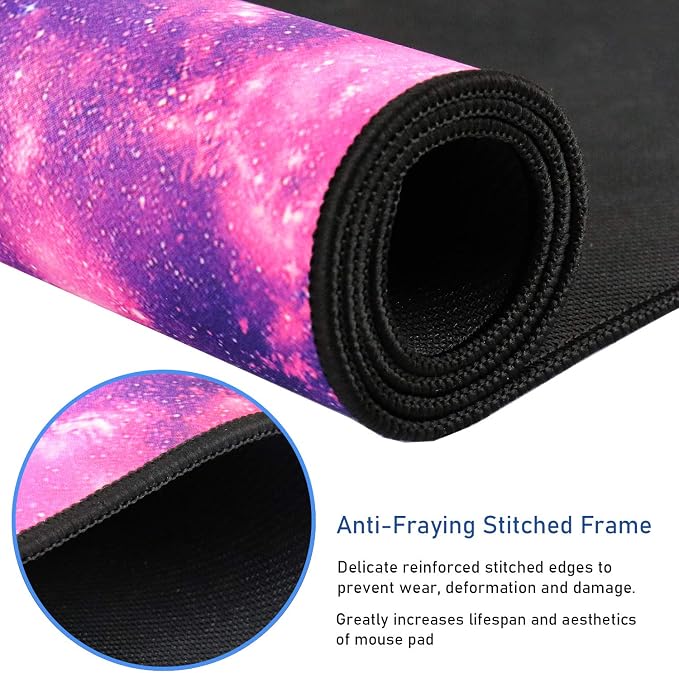 Gaming Mouse Pad, 31.5x15.7x0.12 inch Waterproof Computer Keyboard Mouse Mat Non-Slip Mousepad Rubber Base and Stitched Edges for Game Players, Office, Study, Esports Pros, Home, Desktop - Image 2