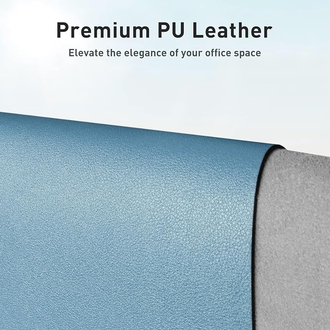 Aothia Faux Leather Desk Mat for Keyboard & Mouse (Sky Blue, 48" x 17") | Creates One Clean Surface For Your Keyboard, Mouse And Laptop, Helping Keep Your Workspace Organized Every Day - Image 2