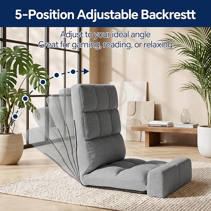 BALAPET Floor Chair with Back Support and Movable Leg Cushions | Multi-Angle Adjustable Backrest, Lumbar Support, For Gaming, Reading, Relaxing, Napping，22.8 x 19.7 x 25.6 in - Image 5