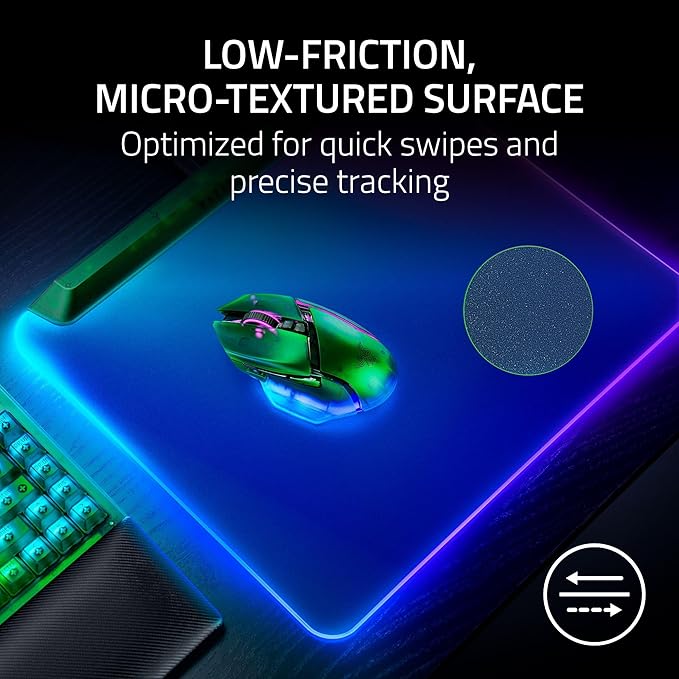 Razer Firefly V2 Pro Fully Illuminated RGB Gaming Mouse Mat: Backlit Design - 15 Zone Chroma Lighting - USB 2.0 Port - Detachable USB Type C Cable - Micro Textured Surface - Anti Slip Base - Image 6