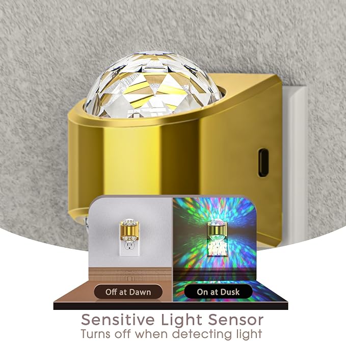 Briignite Night Lights Plug into Wall, Gold Night Light Projector 9-Color - Image 4