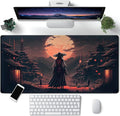Japanese Landscape Desk Mat Post Moonlight Samurai Mouse Pad Large Dark Aesthetic Desk Pad Gaming Mousepad Extended XXL 31.5 x 15.7 in Laptop Computer Mouse Keyboard Mat by CYZFF