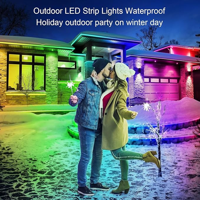 AILBTON 60ft Outdoor LED Strip Lights Waterproof,IP68 Outside Led Light Strips Waterproof with Bluetooth App Remote Control,Music Sync RGB Exterior Led Rope Lights,for Balcony,Deck,Roof,Garden,Pool - Image 3