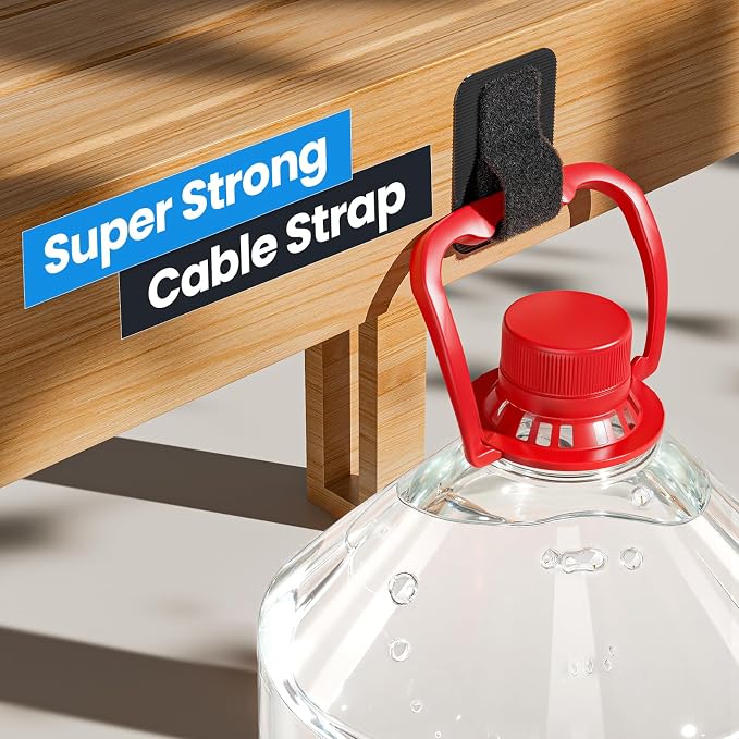 Under Desk Cable Management, 【Holds 15 Cables】【Ultra Adhesion】 Hook and Loop Cable Strap, Adjustable Long Cable Tie, Reusable Cable Clip Hiding, 20 Pairs - Image 4