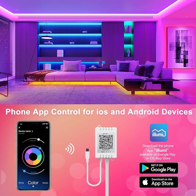 Nexillumi Led Lights for Bedroom 100ft Music Sync Color Changing Led Strip Lights Smart with Remote and App Control Built-in Mic for Party Home Room Decor Luces LED para Cuarto - Image 2