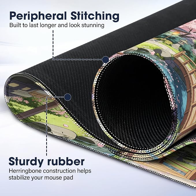 Durable Desk Pad 31.5x15.7 Inch - Thick XXL Mouse Pad, Bridge | Anti Fray Stitched Edges Natural Rubber Base Smooth Fabric Top - Image 3