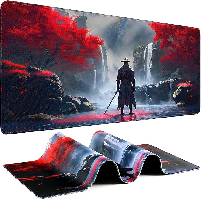 Gaming Mouse Pad - (31.5"×11.8") Japanese Samurai Large Mouse Pads for Desk - Desk Mat for Keyboard and Mouse with Non-Slip Base, Desks Pad Matfor Game/Office & Home by Unknown