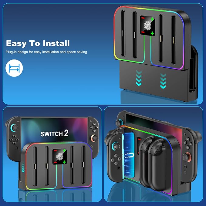 Svetaecho Charging Dock Compatible with Nintendo Switch 2 (2025) for Joycon Controller Charging, 4 in 1 Joypad Charger for Switch 2 Joy Con Fast Charger Stand Station Accessories PlayStation 3 - Image 4