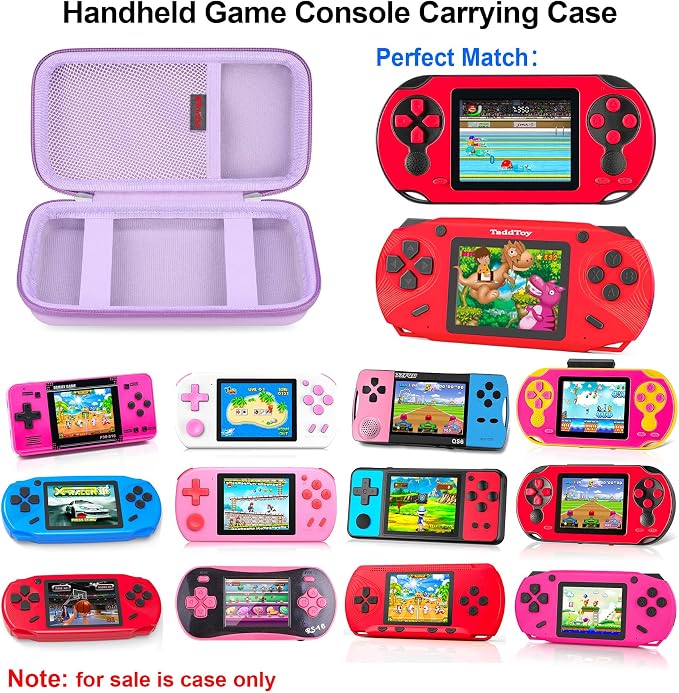 Elonbo Carrying Case for WELLST·G/TaddToy/Beijue/FAMILY POCKET/CCTU/X-JOYKIDS/GREENCREEK/Beico/KAVOYI/GuaiyeyeAP/TEBIYOU Handheld Game Console, Portable Electronic Gaming Player Bag, Purple - Image 2