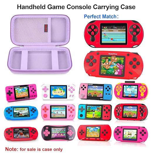 Elonbo Carrying Case for TEBIYOU/ WELLST·G/ TaddToy/ Beijue/ FAMILY POCKET/ CCTU/ X-JOYKIDS/ GREENCREEK/ Beico/ KAVOYI/ GuaiyeyeAP Handheld Game Console, Portable Electronic Gaming Player Bag, Purple - Image 2
