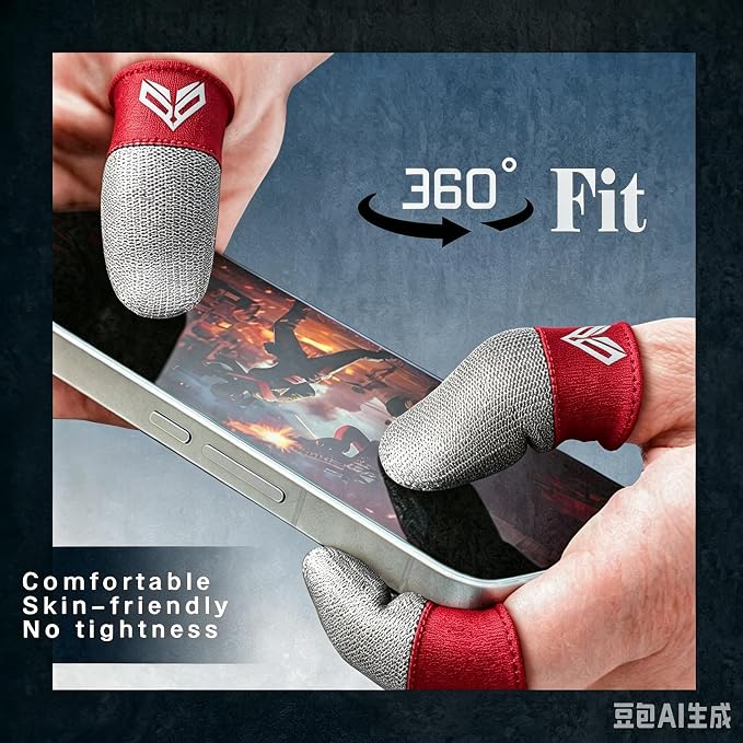 6PCS Gaming Finger Sleeves. 0.29MM Silver Fiber, Anti Sweat, Extremely Thin,Breathable Touchscreen dedales Gamer Finger Cover Thumb Sleeve Fit Phone Game Tablet Devices. (Red) - Image 6