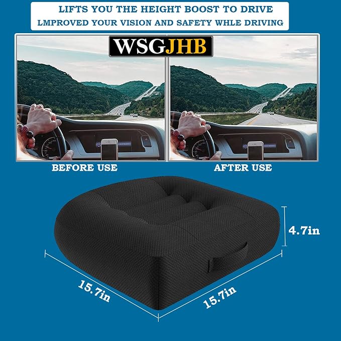 WSGJHB Car Booster Seat Cushion Posture Cushion for Long Sitting | Portable Breathable Mesh, Effectively Increase The Field of View Ideal for Office, Home, Car Angle Lift Seat Cushions,Black - Image 3