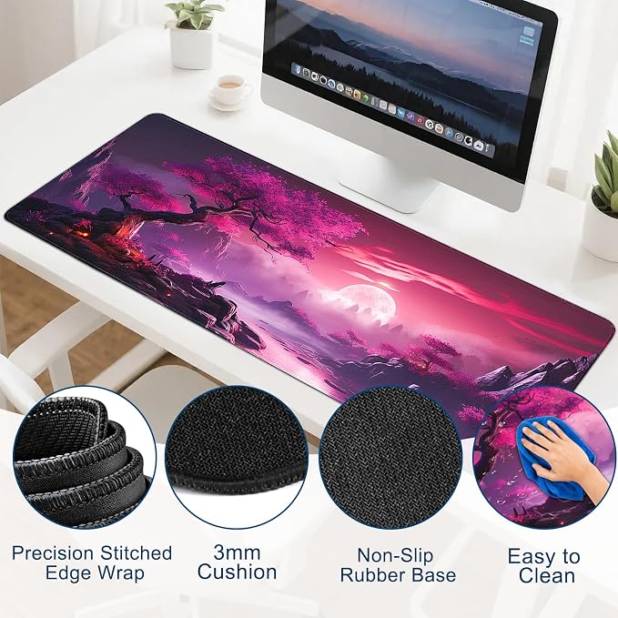 Gaming Mouse Pad, Desk Mat for Keyboard and Mouse, Large Mouse Pad for Desk, Computer Mousepad - Image 3