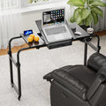 GiftGo Overbed Table with Wheels Rolling Laptop Desk Cart Over Recliner Wheelchair Table Adjustable for Hospital and Home Use Over The Bed Table with Storage Drawer and Cup Holder (Black) by GiftGoDirect
