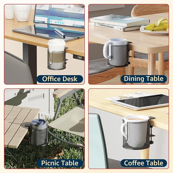 HzTinT Large Desk Cup Holder, Fully Covered Anti-Spill Clip on Cup Holder - Image 6