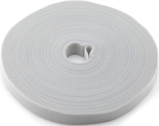 Reusable Fastening Tape Cable Ties 3/4 Inch Double Side Hook Roll (25 Yard, Grey) by SAISN