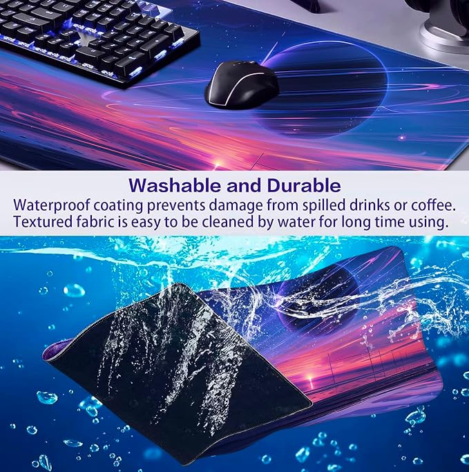 Space Landscape Computer Mouse Pad, XXL Laptop Gaming Mouse Keyboard Pad | Large Extended Mouse Pad; Full Desk Coverage; Waterproof Coating; Stable Anti-Slide Base For Gaming, Office, Study Daily Use - Image 6