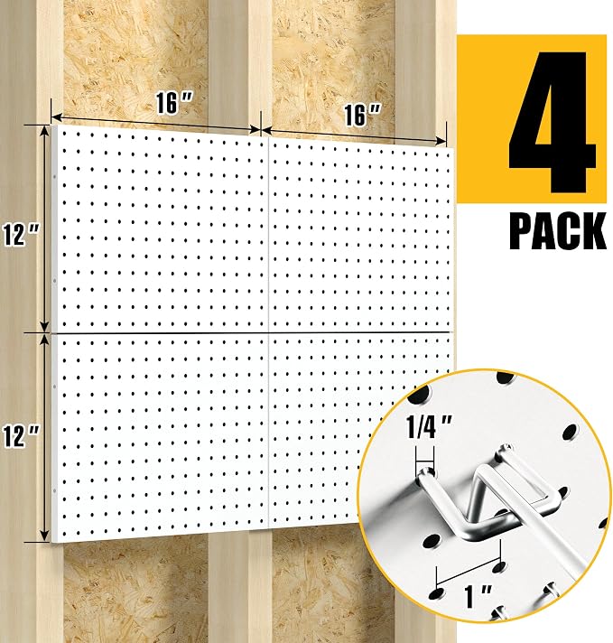 Spampur Peg Board, 4 Pack Metal Pegboard Panels with 50 Hooks - Image 3