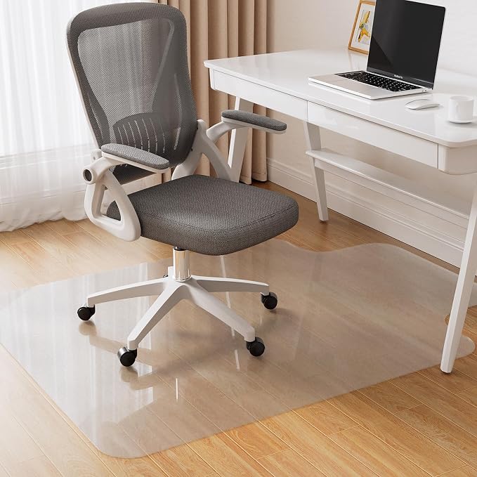 Delamu Office Chair Mat for Hardwood Floor, 48" X 60" Clear Floor Protector | Transparent PVC Chair Mat, Anti-Slip Waterproof for Home & Office by DELAMU