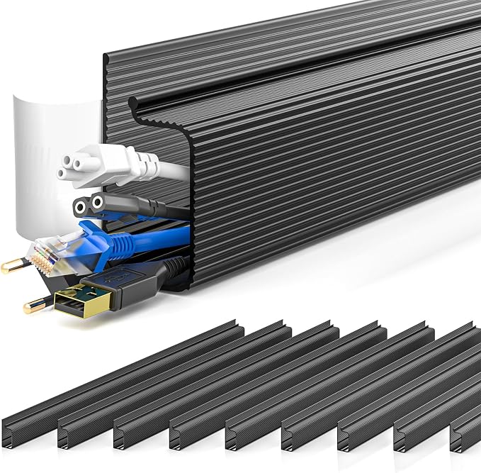 YECAYE 157in Cable Management Cord Organizer, Cable Raceway, Black by Yecaye