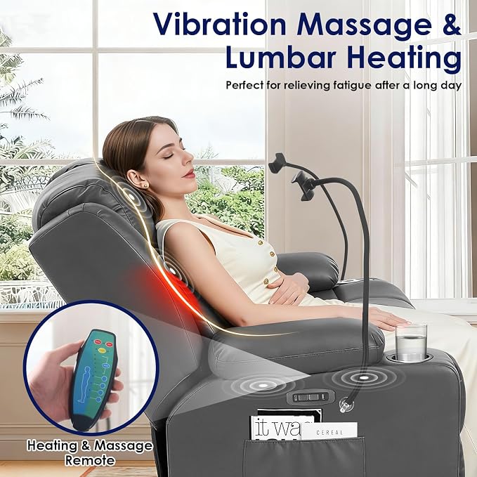 Redlife Power Loveseat Recliner Sofa with Console, Blue LED Lights - Image 6
