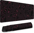 Gaming Desk Mat with Silky Smooth Surface & Exquisite Patterns,31.5x11.8 Inches Large-Sized Mouse Pad, Perfect for Extended Gaming,Work,and Home Office Decor (Red Topographic Lines) by Unknown