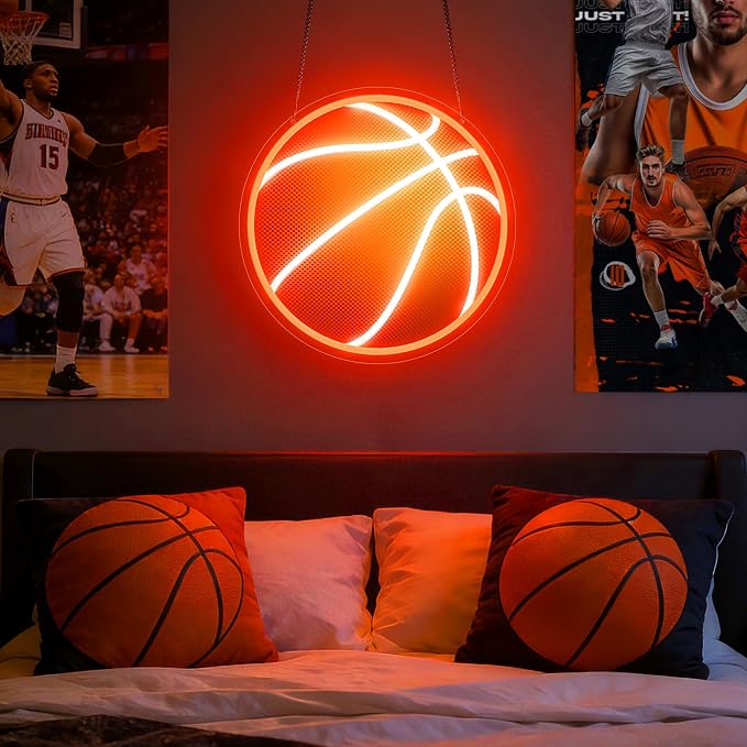 CULOIS Basketball Neon Sign for Wall Decor, UV Printed Basketball Neon Light, Dimmable Sports LED Sign for Bedroom, Man Cave, Dorm, Game Room, Birthday Party Gifts - Image 4