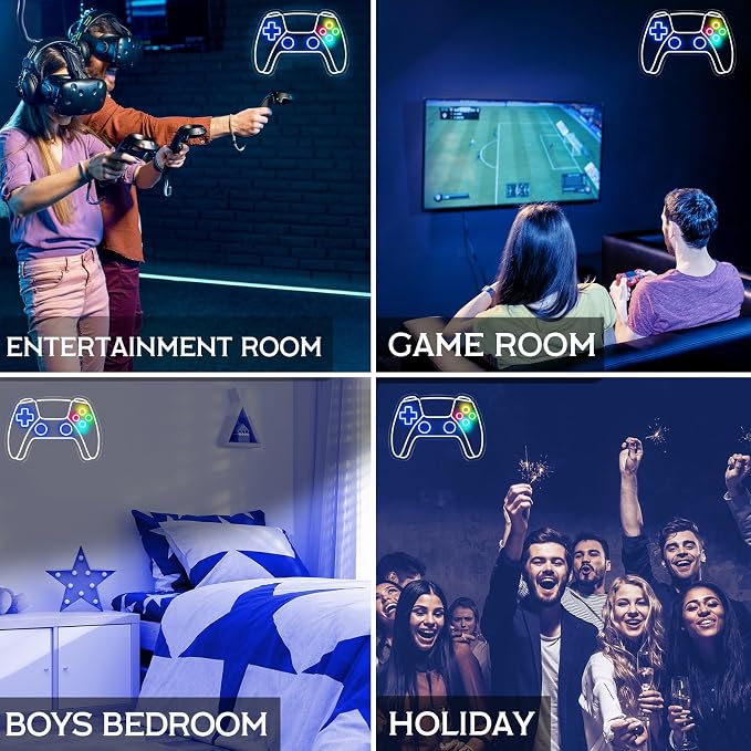 Gamer Neon Sign, Gamepad Shaped LED Neon Sign for Gamer Room Decor, Gaming Neon Sign for Boys Room Decor, Neon Gaming Sign for Gaming Wall Decor, USB Powered Gamer Gifts for Teens, Boys, Kids - Image 7