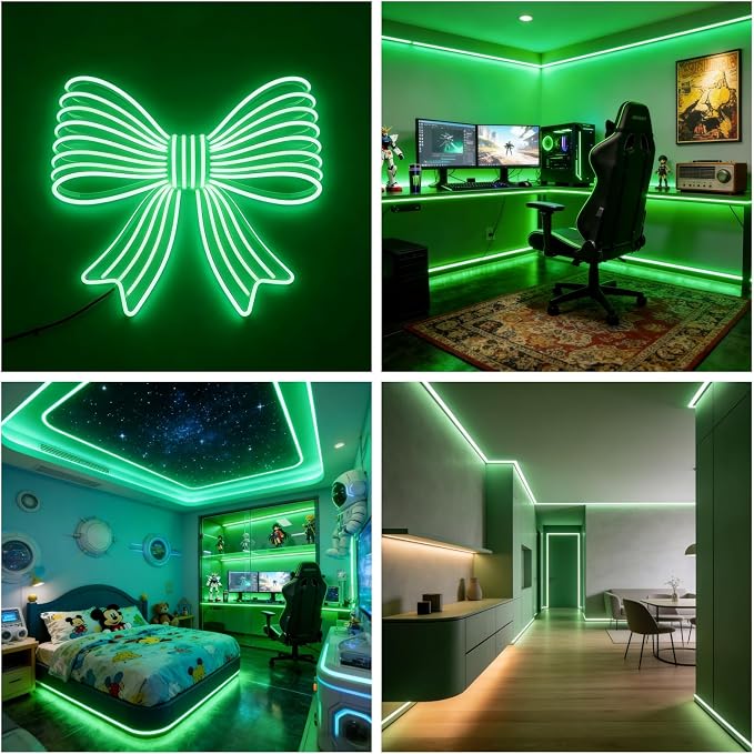 Ultra-Narrow 3mm USB COB LED Strip Lights Self-Adhesive, for Kitchen Cabinets, Bedroom, Gaming Desk (Green, 3ft) - Image 8
