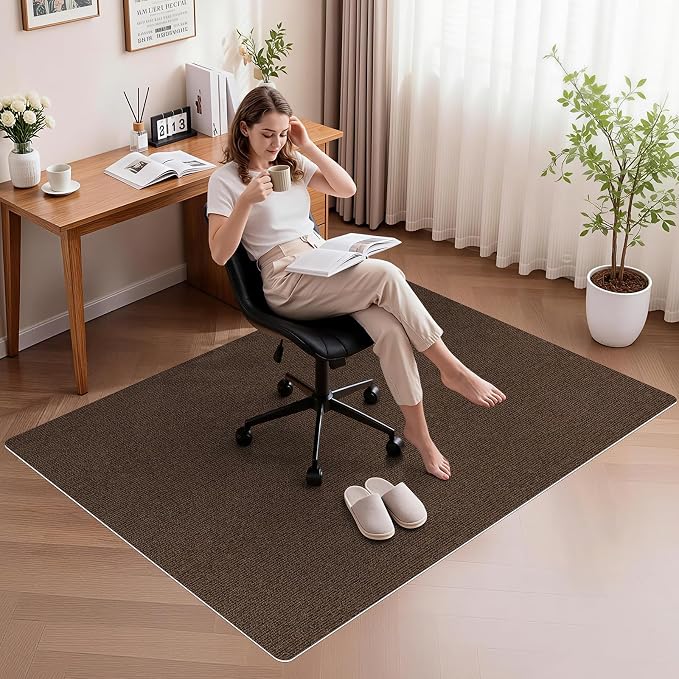 Sycoodeal Office Chair Mat for Hardwood Floor,Slip Resistant Floor Mat for Rolling Chairs,Easy to Clean,Large Floor Protector Office Computer Gaming Chair,Coffee(36"x48") - Image 6