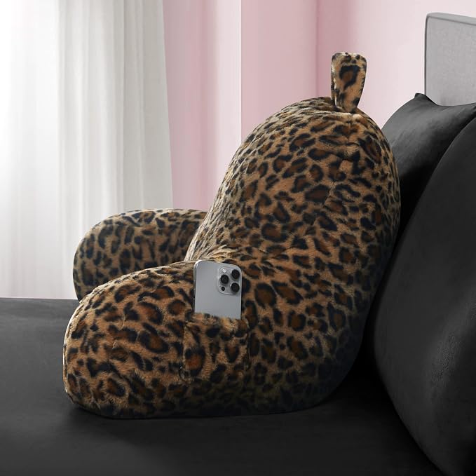 Juicy Couture Faux Fur Leopard Backrest Pillow - 30"x17" Supportive Bed Rest Pillow for Reading, Gaming, or Relaxing - Image 3