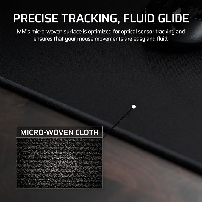 Corsair MM Anti-Fray Cloth Gaming Mouse Pad – Black | XXL (930 x 400mm), Precision Micro-Woven Surface, Non-Slip Natural Rubber Base, Stitched Edges - Image 3