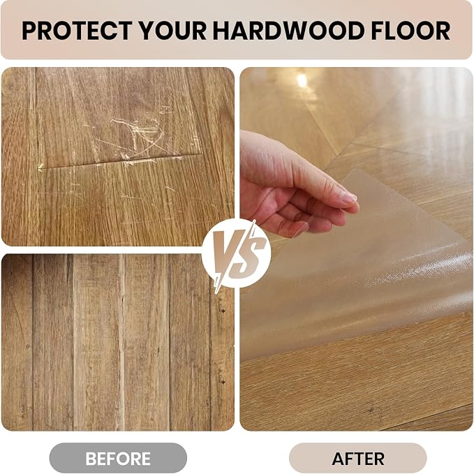 Clear Office Chair Mat for Hardwood Floor, 48 x 60 in Desk Floor Protector | Heavy Duty Plastic Floor Mat, Smooth Rolling, Easy to Clean, Protects Wood & Tile Floors, Ideal for Computer & Gaming Chairs - Image 4