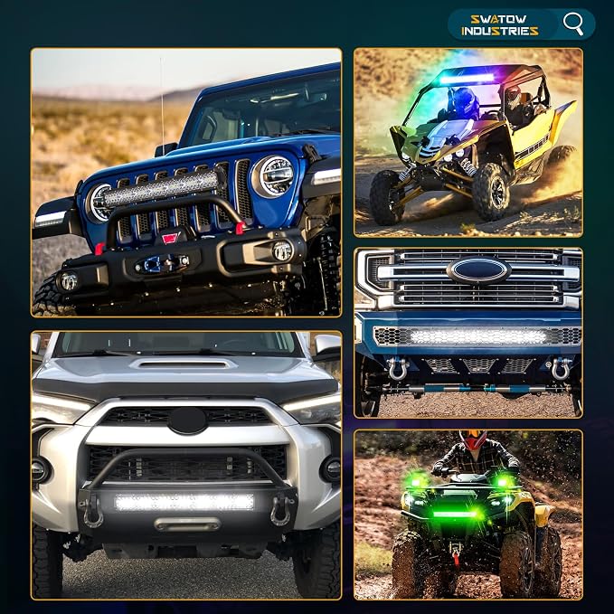20 Inch Light Bar RGB Color Chasing LED Light Pods RGBW Multicolor Light Bar 20" RGB Offroad Lights for Wrangler F150 Toyota Chevy Ram Truck Pickup SUV UTV ATV - Image 6