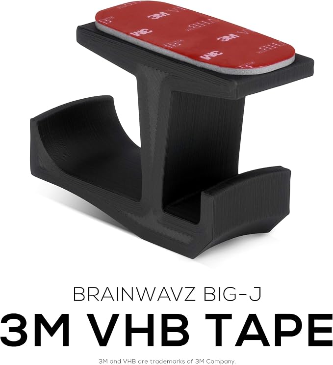 BRAINWAVZ BigJ Under Desk Headphone Stand (2 Pack) Hanger Holder Mount for Headphones, Gaming Headsets, Mobiles Accessories, Stick On, No Screws (Black) - Image 6