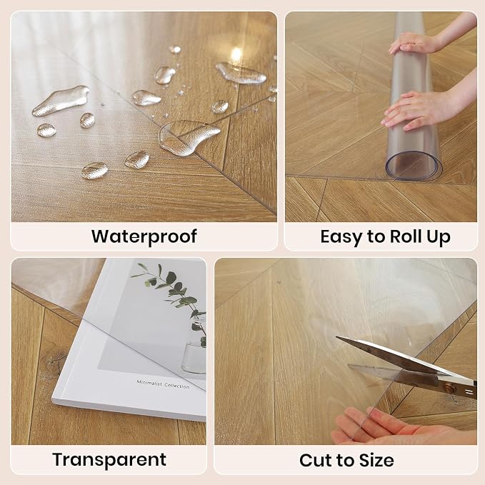 Clear Office Chair Mat for Hardwood Floor, 48 x 60 in Desk Floor Protector | Heavy Duty Plastic Floor Mat, Smooth Rolling, Easy to Clean, Protects Wood & Tile Floors, Ideal for Computer & Gaming Chairs - Image 5