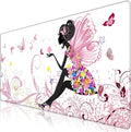 iCasso Extended Gaming Mouse Pad 35.4x15.7in,Game,Home,Butterfly Girl | Non-Slip Rubber Base Mousepad with Stitched Edges,Waterproof Keyboard Mouse Mat Desk Pad for Work Office by iCasso