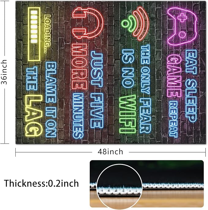 Gaming Chair Mat for Carpet Hardwood Tile Floor,36"x48" Gaming Rug for Gaming Room, Under Desk Non Slip Gamer Rug,Low-Pile Game Room Rug,Rubber Backing Large Gaming Chair Floor Mat,Printed Neon - Image 6