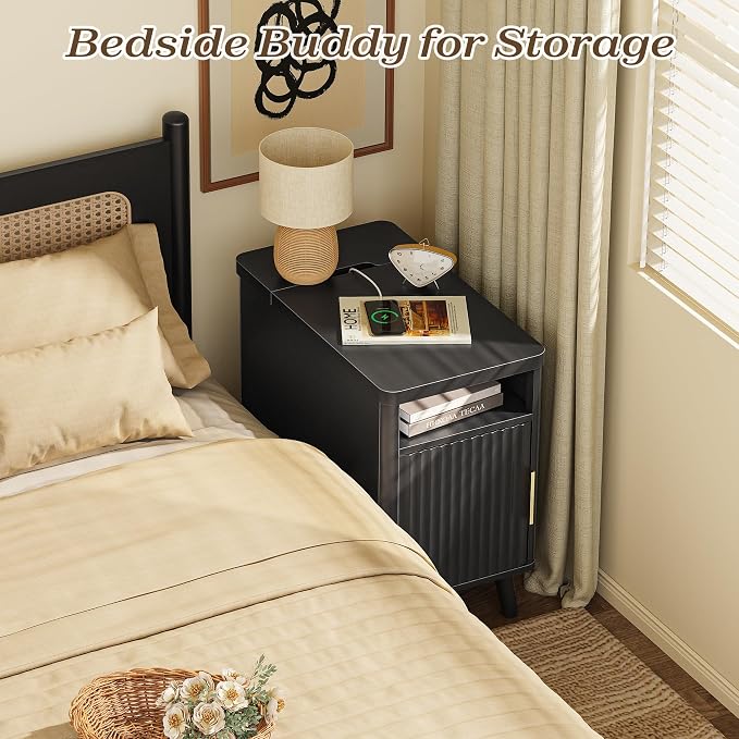 Huuger Narrow Nightstand with Charging Station, USB-C Port - Image 7