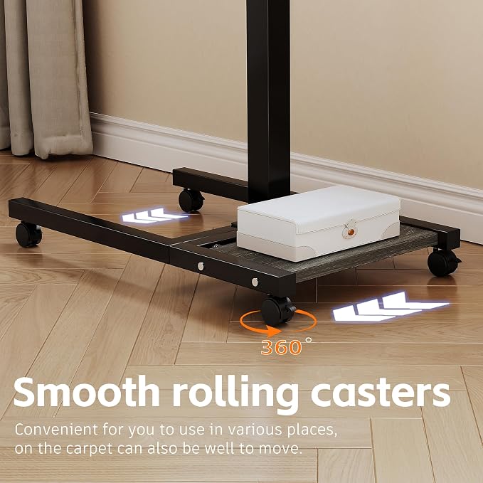 LINGMI Mobile Height Adjustable Laptop Desk with Mouse Pad, Portable Laptop Desk Rolling Tiltable Table with Small Side Table for Couch,Rolling Computer Stand - Image 4