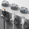 Chfeila 6 Pack Cable Clips, Dorm Room Essentials - Dual Spring Cord Organizer for Cubicle Decor, Cute Desk Organizers and Accessories, Teen Dorm Room Decor, Cubicle Accessories, Nightstand,Clear Black by Chfeila