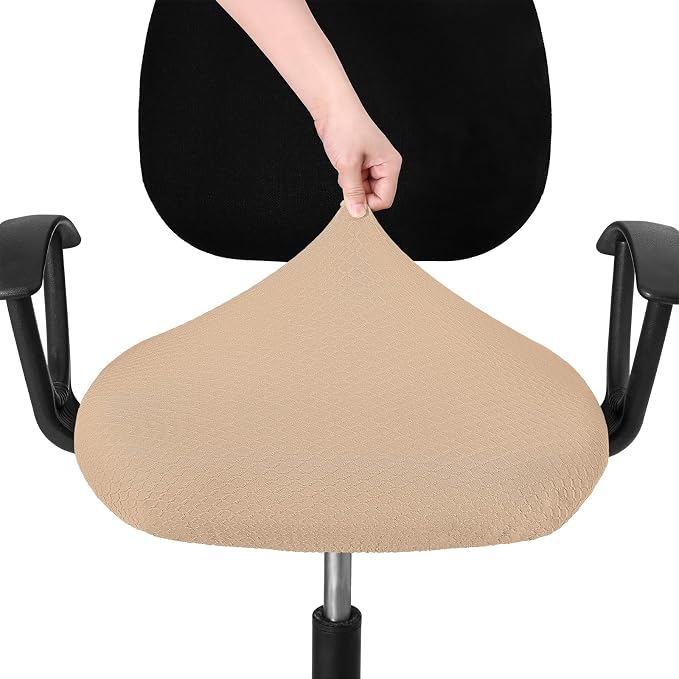 Smiry Office Computer Chair Seat Covers for Desk, Anti-dust Protector | Stretch Jacquard Removable Washable Desk Chair Seat Cushion Protectors, Khaki - Image 5