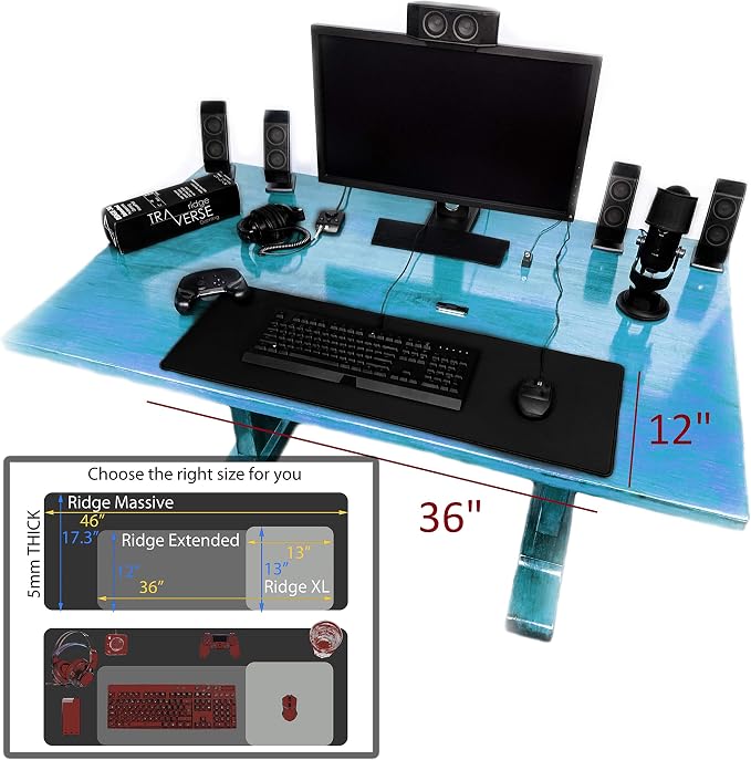 Gaming Mouse Pad (5mm) Extended 36 inch | 36x12x0.20 Extra Thick | Black | Stitched Edge, Large Washable Desk Mat - Image 7