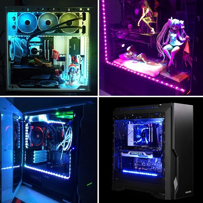 BTF-LIGHTING PC RGB Strip 2PCs 19.7in for 12V 4Pin LED Headers for ASUS Aura Sync, Gigabyte RGB Fusion, MSI Mystic Light - Image 6
